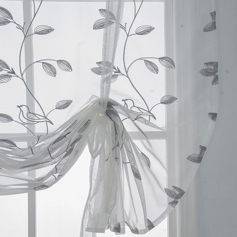 Roman Curtain Window Shades Sheers 60*120cm, Embroidery Balloon Curtains Drapes 1 Panels for Kitchen Room