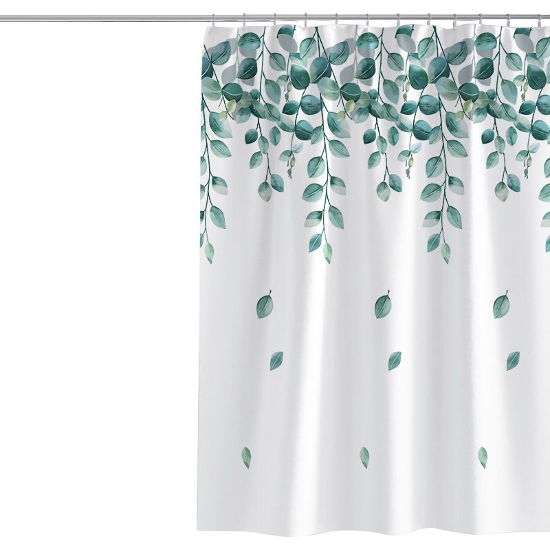 Shower Curtain for Bathroom Floral Watercolor Leaves on The Top Botanical Nature Fabric Bath Curtain Country Plant Cloth