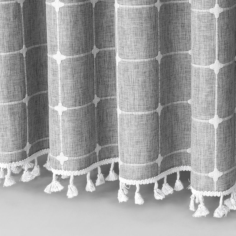 Farmhouse Shower Curtain,Linen Rustic Heavy Duty Striped Fabric Shower Curtain Set with Tassel,Water Repellent,Vintage Country