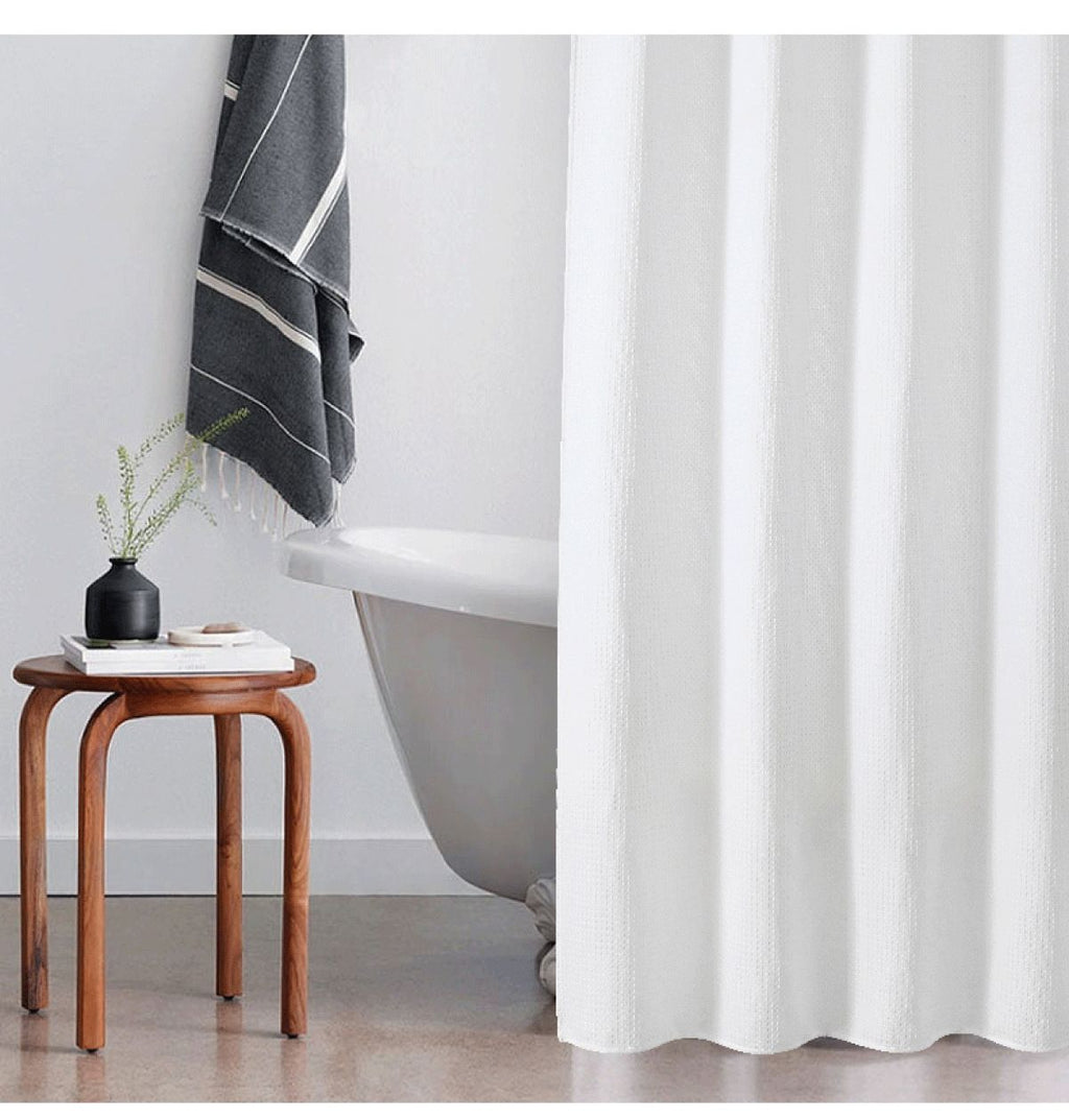 No Hooks Needed Linen Textured Shower Curtain with Snap-in Fabric Liner Set,White Hotel Luxury Decor Shower Curtains for Bathroom