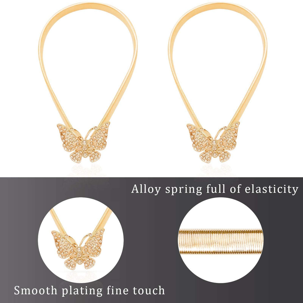 Spring Design Curtain Ties Carving Design Curtain Holdback Curtain Holders for Drapes Backs Thin or Thick Curtain(Gold Butterfly)
