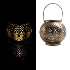 Wrought Iron Solar Lantern Light - Solar Lantern Outdoor Garden cast Light Spherical Pattern Landscape Light Pendant Lantern