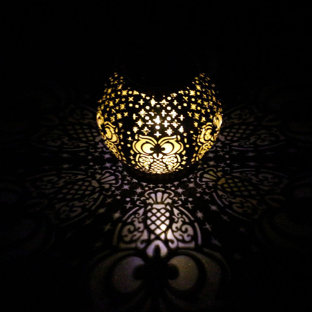 Wrought Iron Solar Lantern Light - Solar Lantern Outdoor Garden cast Light Spherical Pattern Landscape Light Pendant Lantern