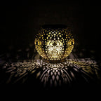 Wrought Iron Solar Lantern Light - Solar Lantern Outdoor Garden cast Light Spherical Pattern Landscape Light Pendant Lantern