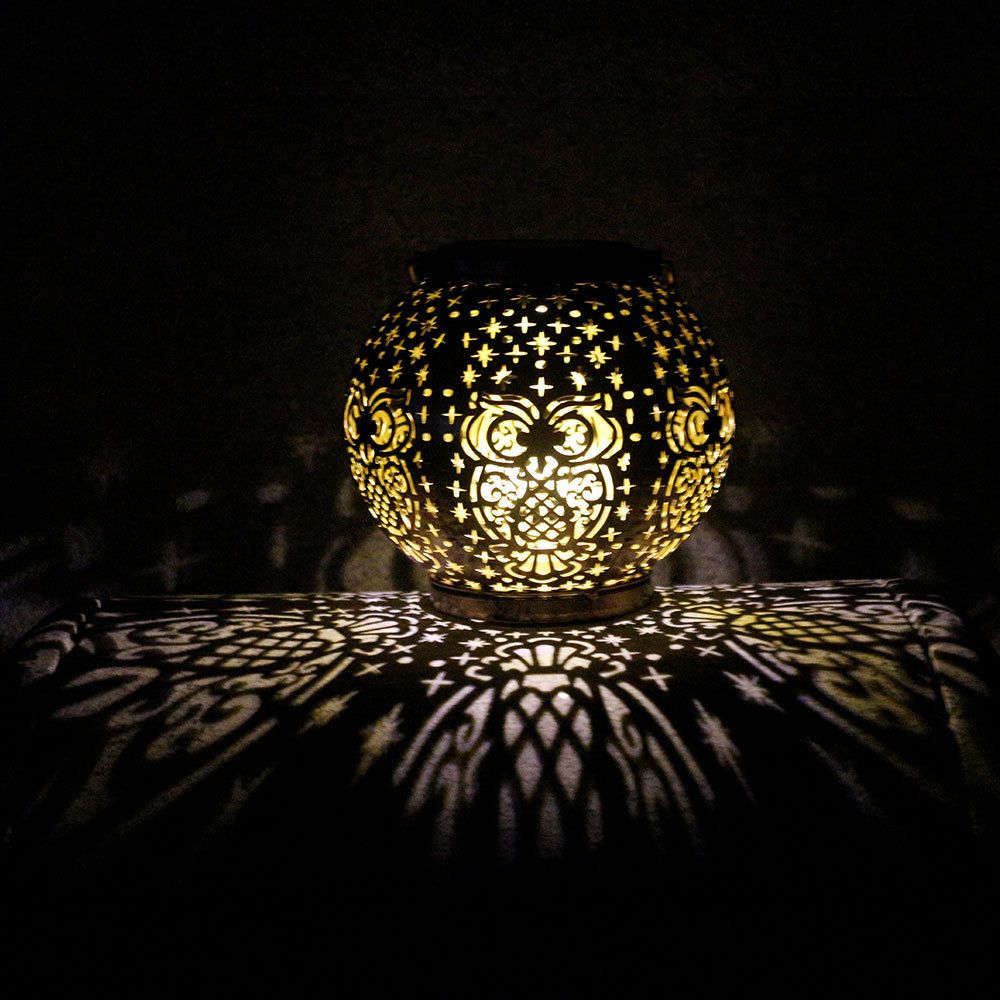 Wrought Iron Solar Lantern Light - Solar Lantern Outdoor Garden cast Light Spherical Pattern Landscape Light Pendant Lantern