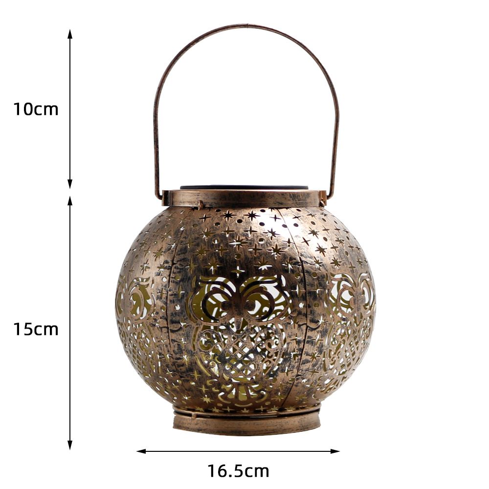 Wrought Iron Solar Lantern Light - Solar Lantern Outdoor Garden cast Light Spherical Pattern Landscape Light Pendant Lantern