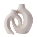 Hollow Ceramic Vase Set of 2,Style Round Nordic Mid Century Modern Aesthetic Decorative Vase for Home Decor