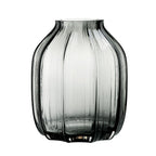 Black Grey Glass Vase for Flowers,Dark Grey Bud Tall Glass Vases,Simple Striped Design for Home Floor Decor（A set of 2）