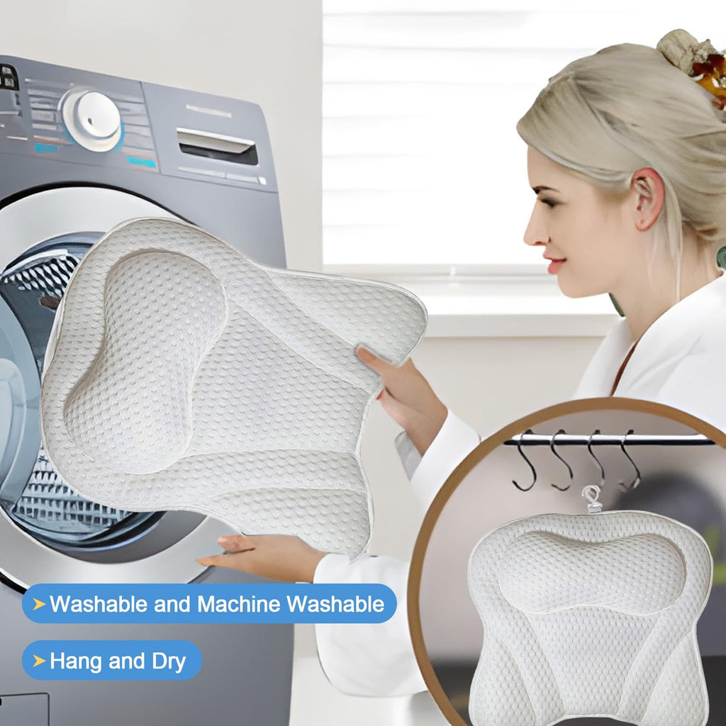Bath Pillows for Tub,Bath Pillows for Tub Neck and Back Support,Bath Pillow for bathtub with Soft Mesh Fabric(White)