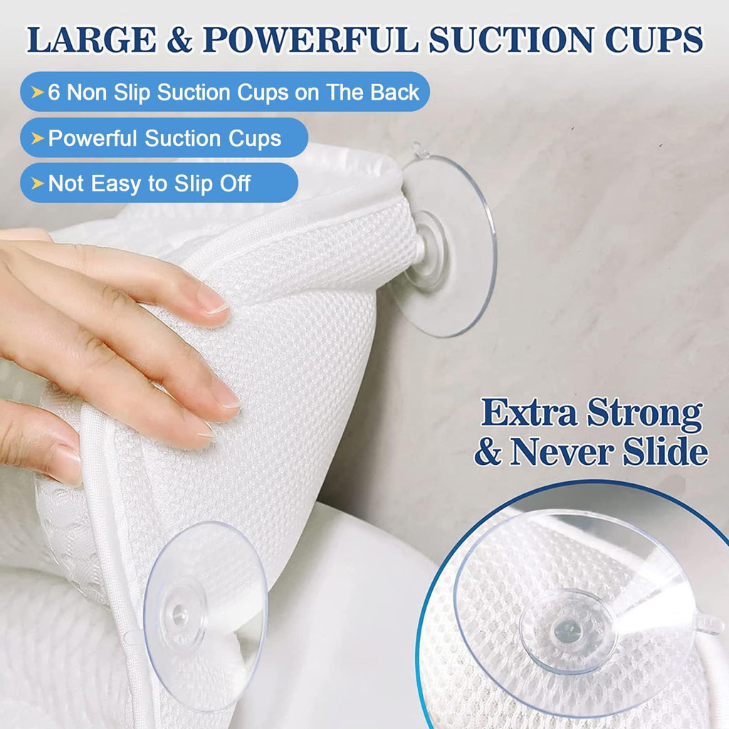 Bath Pillows for Tub,Bath Pillows for Tub Neck and Back Support,Bath Pillow for bathtub with Soft Mesh Fabric(White)