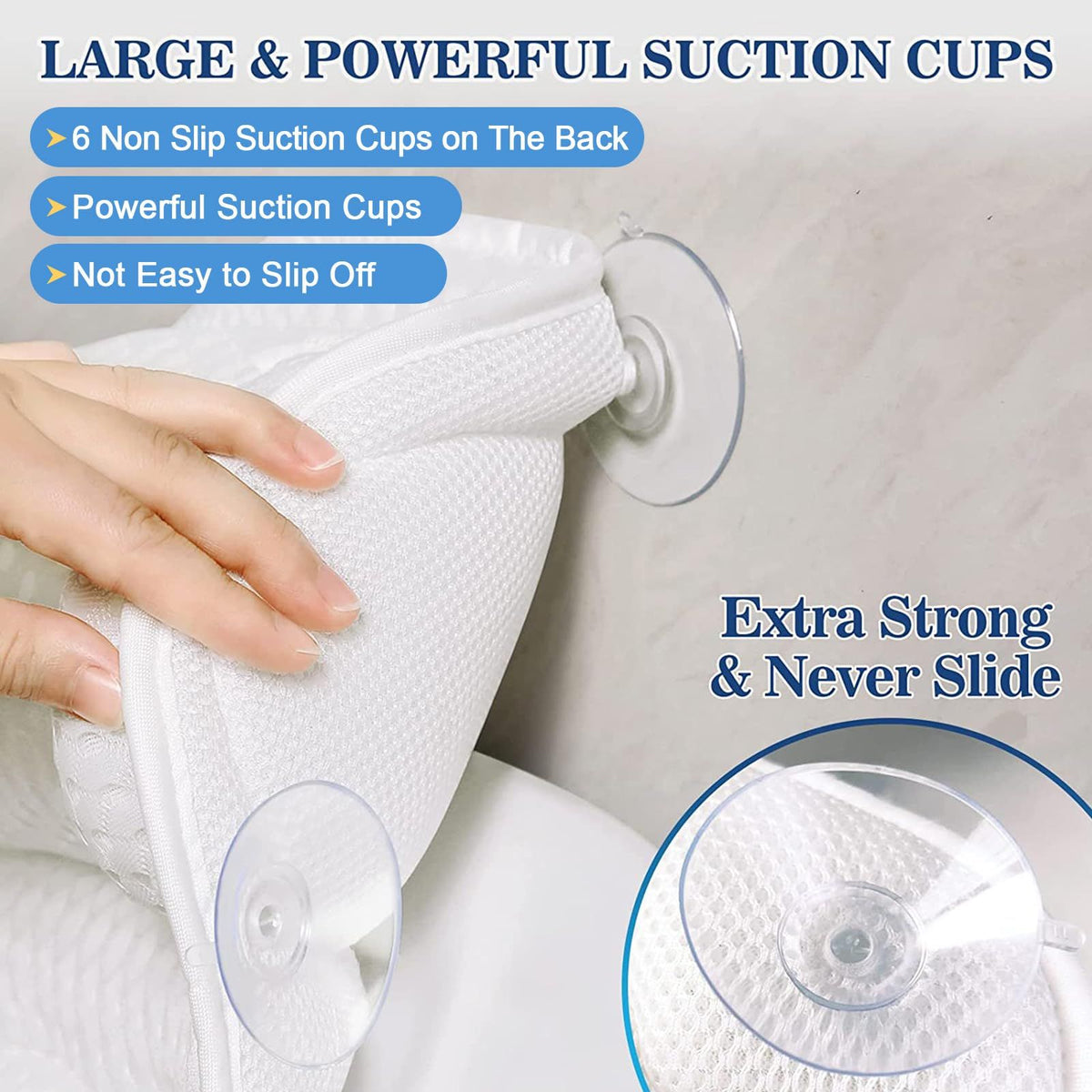 Bath Pillows for Tub,Bath Pillows for Tub Neck and Back Support,Bath Pillow for bathtub with Soft Mesh Fabric(White)