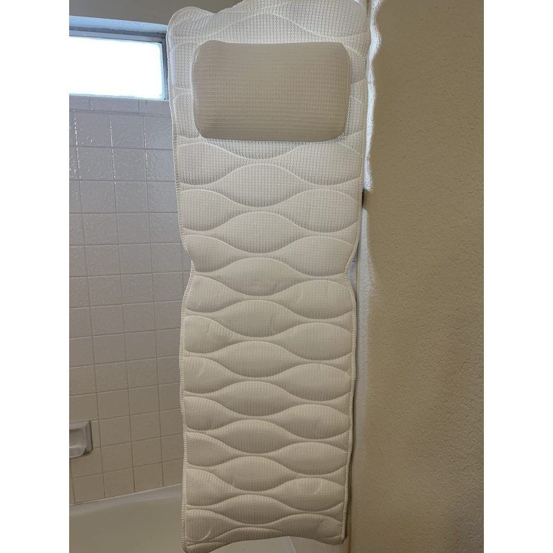 Full Body Bath Pillow, Bath Pillows for tub with Mesh Washing Suction Cups, Spa Bathtub Pillow for Head Neck Shoulder and Back