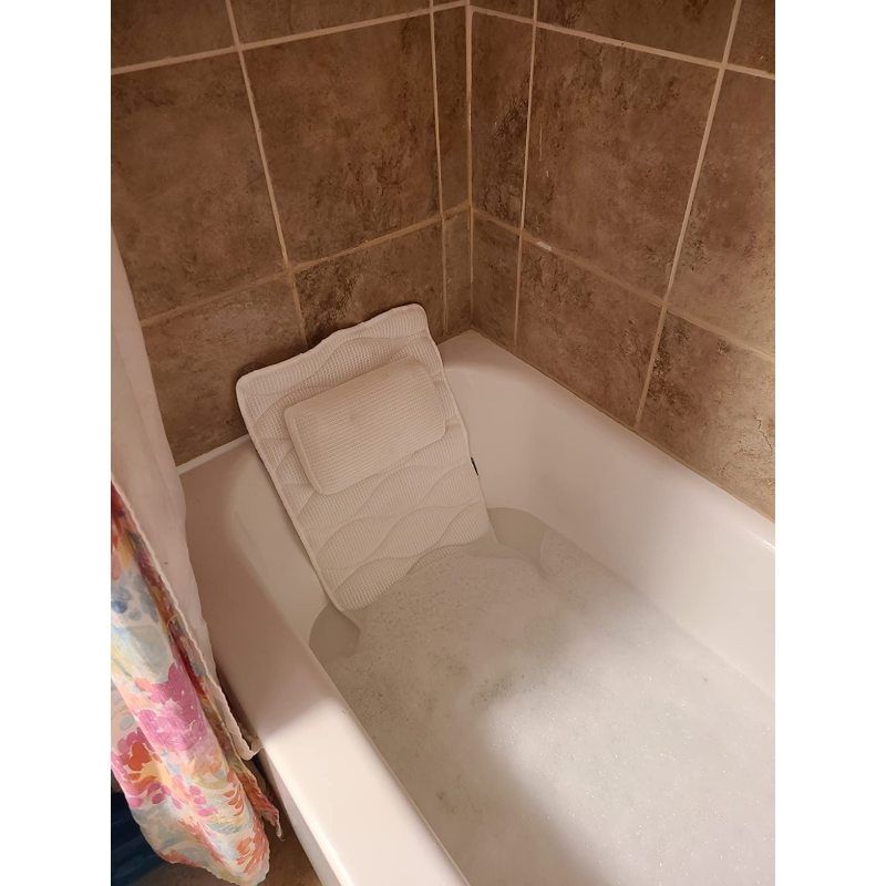 Full Body Bath Pillow, Bath Pillows for tub with Mesh Washing Suction Cups, Spa Bathtub Pillow for Head Neck Shoulder and Back