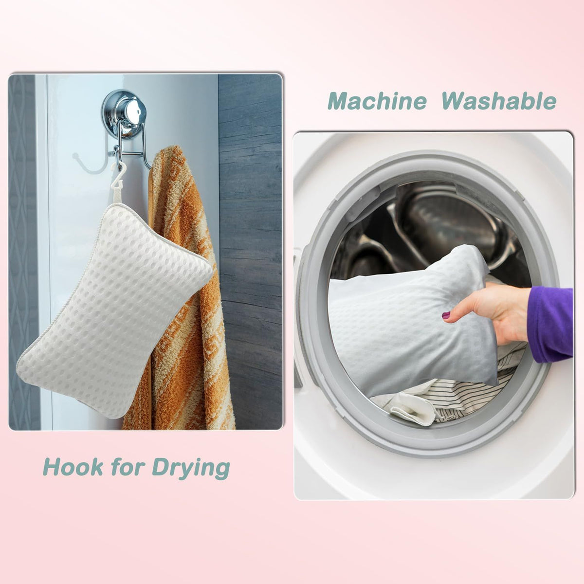 Bath Pillows for tub,Home Spa Pillows for Bathtub, Hot Tub,Head and Neck Support with 2 Strong Suction Cups,Off White