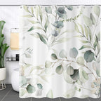 Leaf Shower Curtains,Botanical Watercolor Plants Bathroom Curtains Bathtub Home Decor Waterproof Fabric Machine Washable