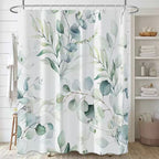 Leaf Shower Curtains,Botanical Watercolor Plants Bathroom Curtains Bathtub Home Decor Waterproof Fabric Machine Washable