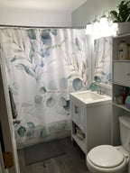 Leaf Shower Curtains,Botanical Watercolor Plants Bathroom Curtains Bathtub Home Decor Waterproof Fabric Machine Washable