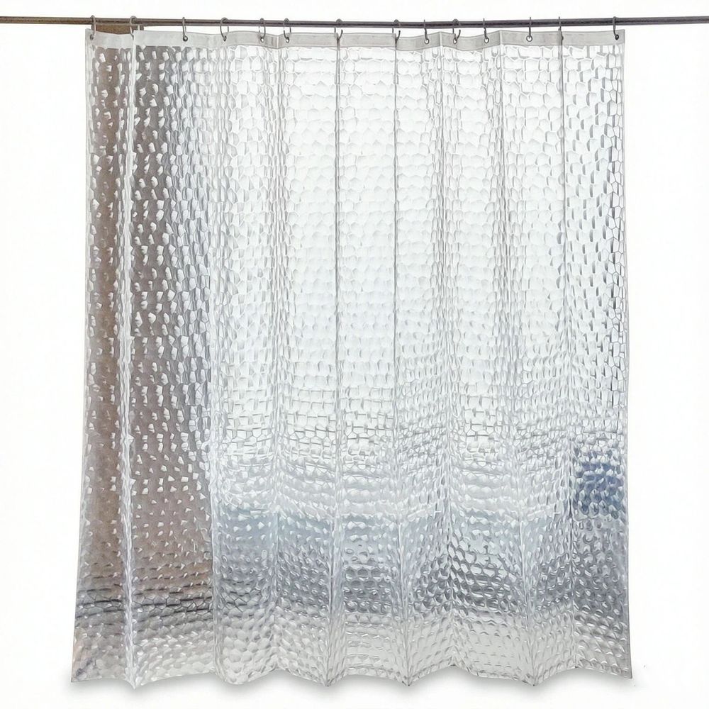 Clear Shower Curtain with Water Cube, Water-Repellent Liner with 3 Magnets for Bathroom, 70x70 Inches