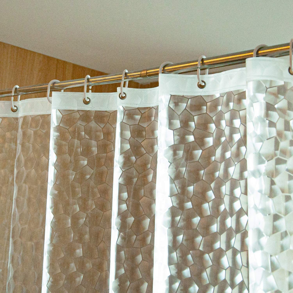 Clear Shower Curtain with Water Cube, Water-Repellent Liner with 3 Magnets for Bathroom, 70x70 Inches