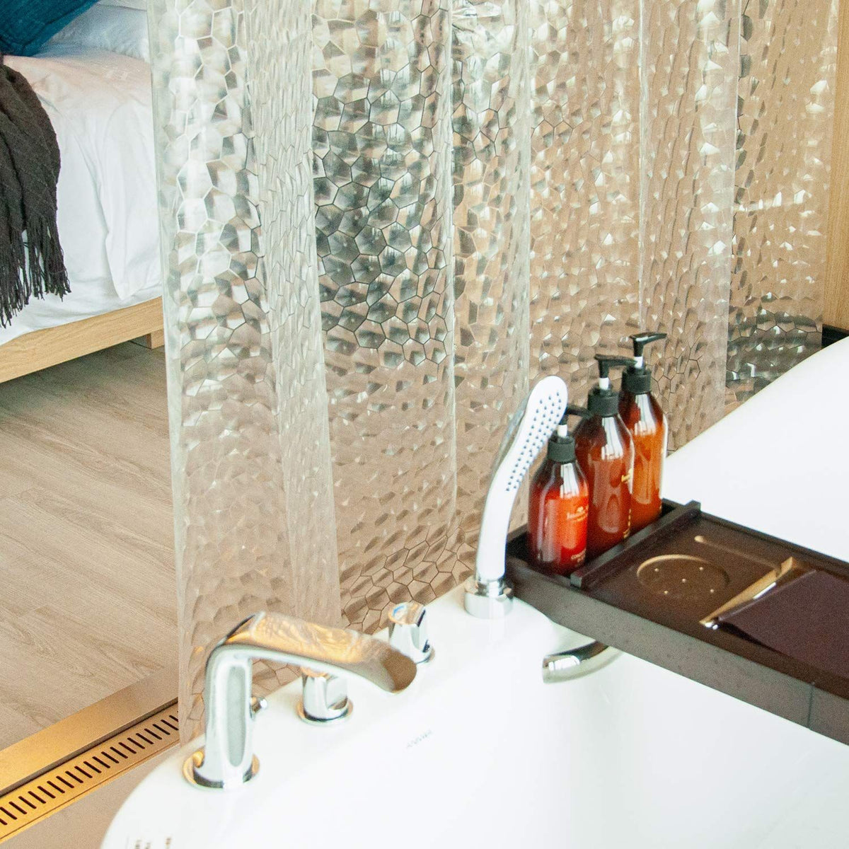Clear Shower Curtain with Water Cube, Water-Repellent Liner with 3 Magnets for Bathroom, 70x70 Inches