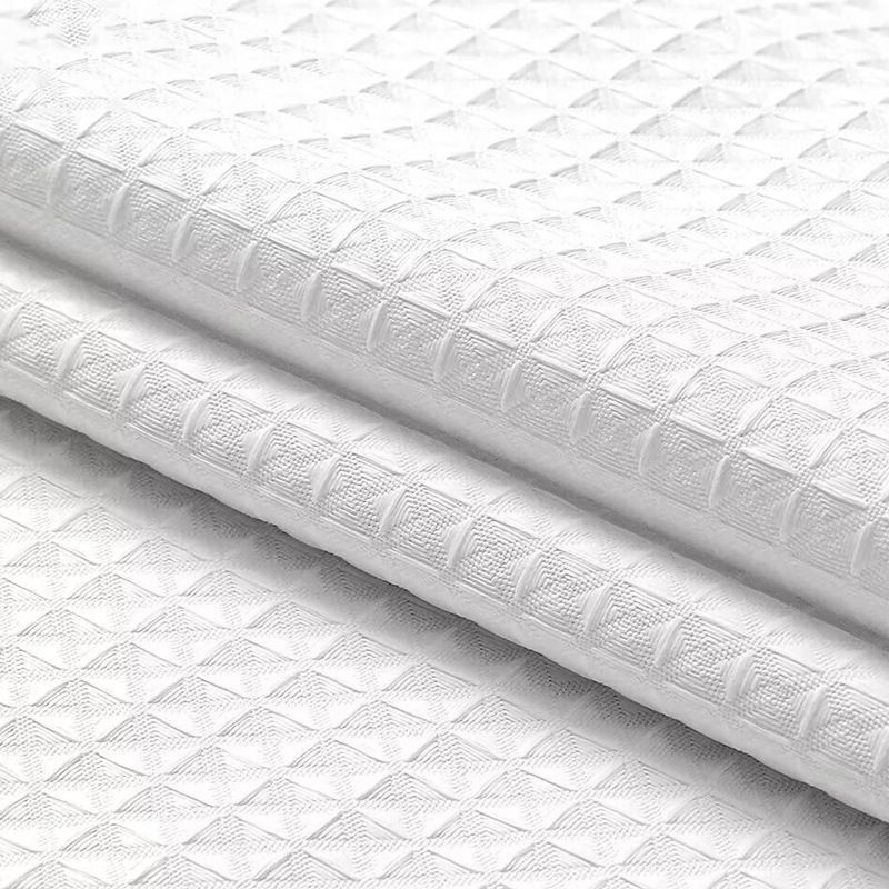 Shower Curtain White - Hotel Style Shower Curtains for Bathroom with Waffle Design, White Fabric Shower Curtain