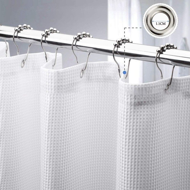 Shower Curtain White - Hotel Style Shower Curtains for Bathroom with Waffle Design, White Fabric Shower Curtain