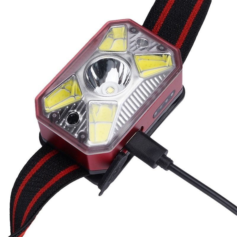 Headlamp with Red Light Option, Powered by Rechargeable LED Headlight with Motion Sensor for Outdoors, Camping, Running