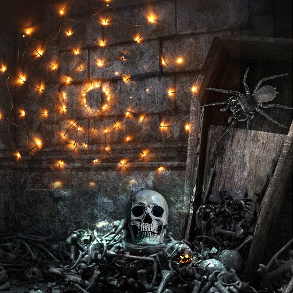 Spider Web Lights Halloween Props Colored Lights Decoration Light String, Christmas Lights, Indoor & Outdoor Light String,bar