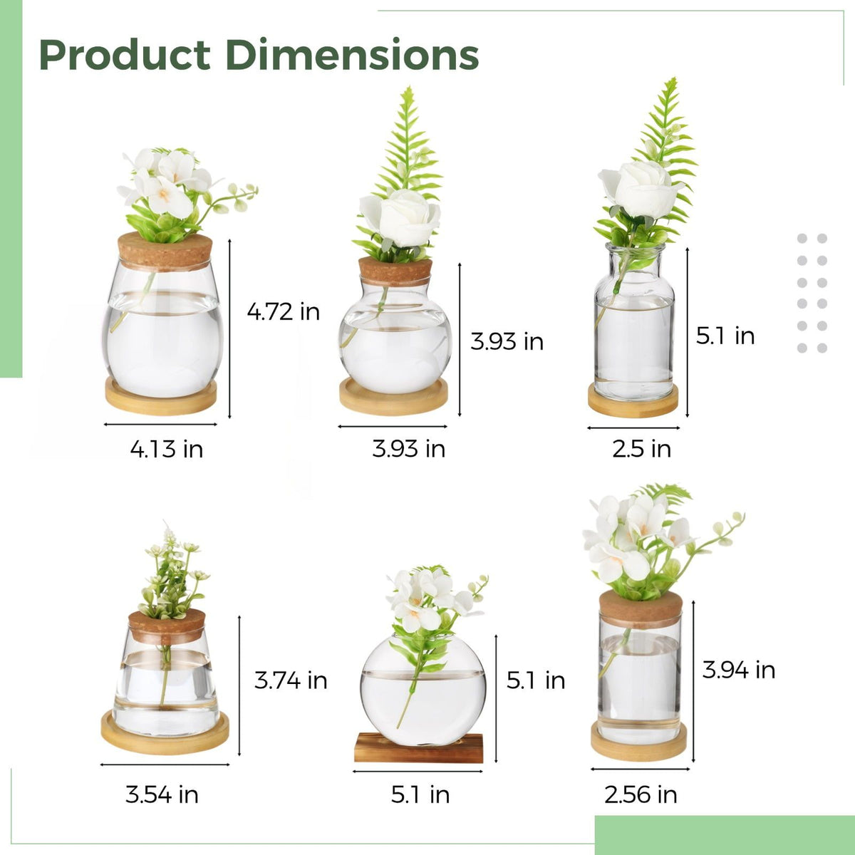 6PCS Plants Propagation Stations, Desktop Glass Propagation Vases with Wood Lid and Stand, Hydroponic Vase for Home, Office Decor, Glass Propagation Vases for Plant Growing