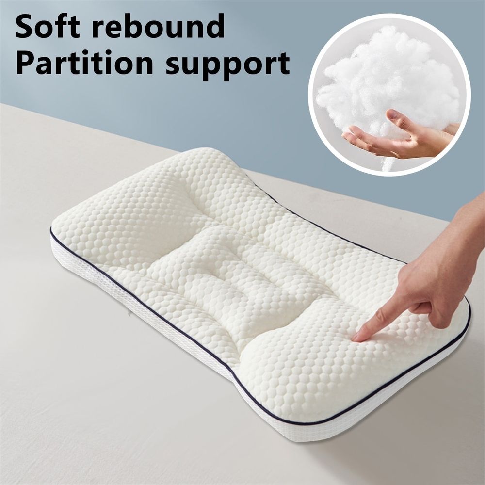 Ergonomic Neck Pillow for Kids | Soft Cozy Comfort Sleeping Pillow | Memory Foam Contour Pillow for Side, Back & Stomach Sleepers | 50x30cm White Rectangle Pillow
