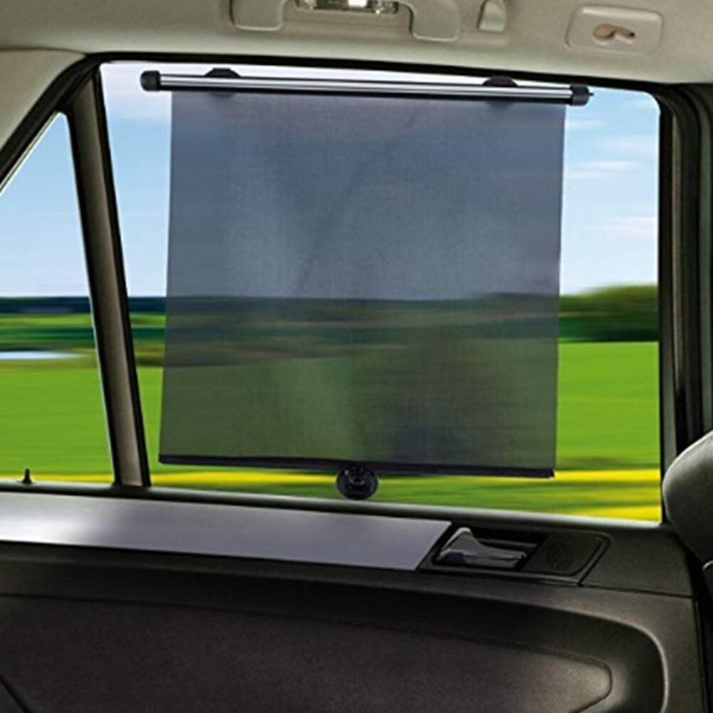 2-Pack Adjustable Black Car Sunshade Retractable Side Window Curtains for UV and Heat Reduction