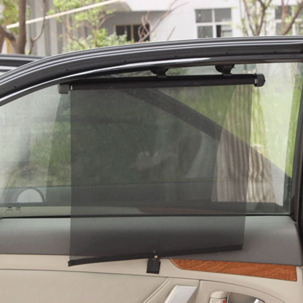 2-Pack Adjustable Black Car Sunshade Retractable Side Window Curtains for UV and Heat Reduction