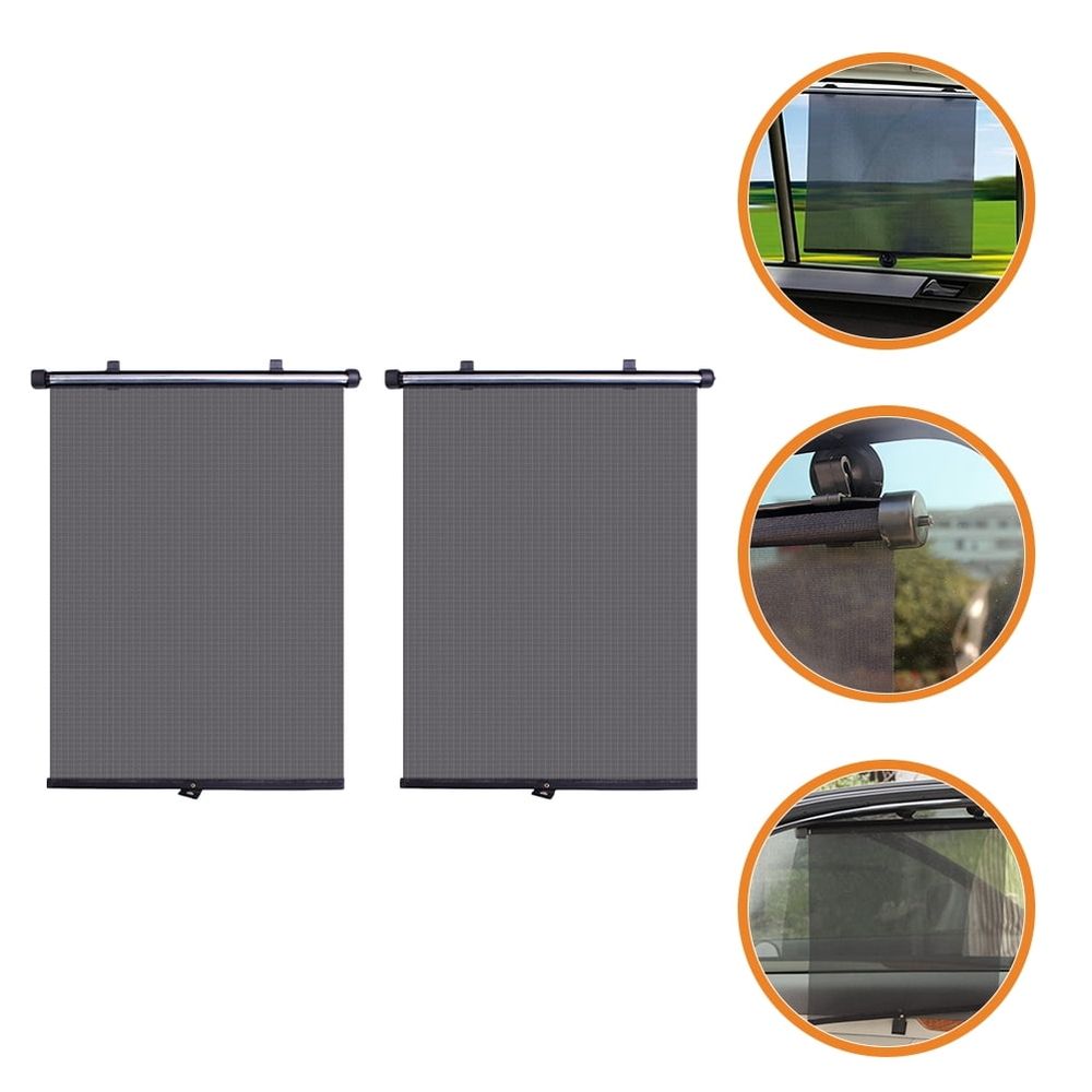 2-Pack Adjustable Black Car Sunshade Retractable Side Window Curtains for UV and Heat Reduction