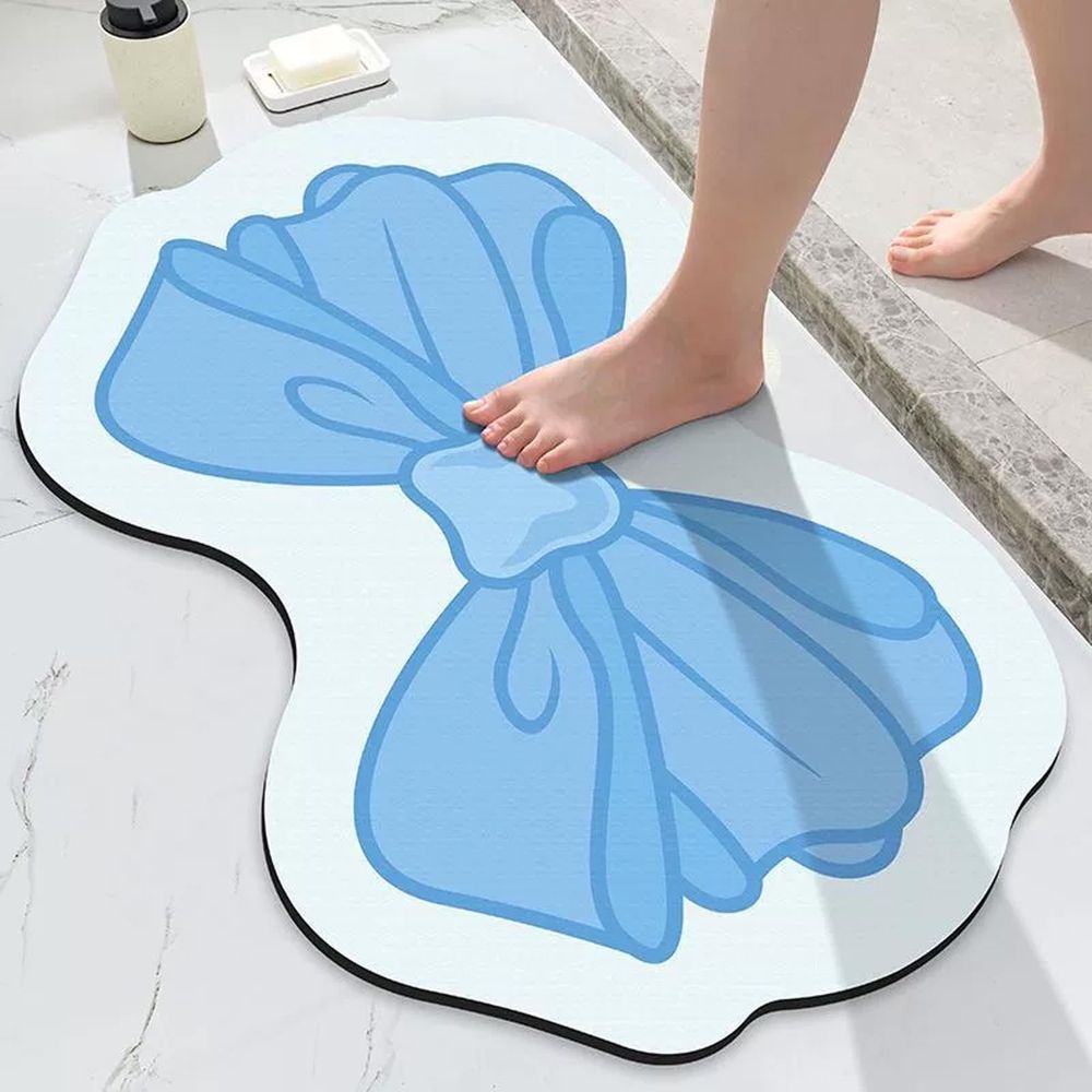 Bow Toilet Floor Mat Absorbent Soft Bath Rug Non Slip Drying Mat Plush Foot Mat Entryway Bathroom Bedroom Home Decor Cute Shaped Carpet for Shower Sink Toilet Hallway Bathroom Spa Shower Tub Stairs