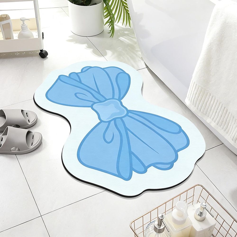 Bow Toilet Floor Mat Absorbent Soft Bath Rug Non Slip Drying Mat Plush Foot Mat Entryway Bathroom Bedroom Home Decor Cute Shaped Carpet for Shower Sink Toilet Hallway Bathroom Spa Shower Tub Stairs