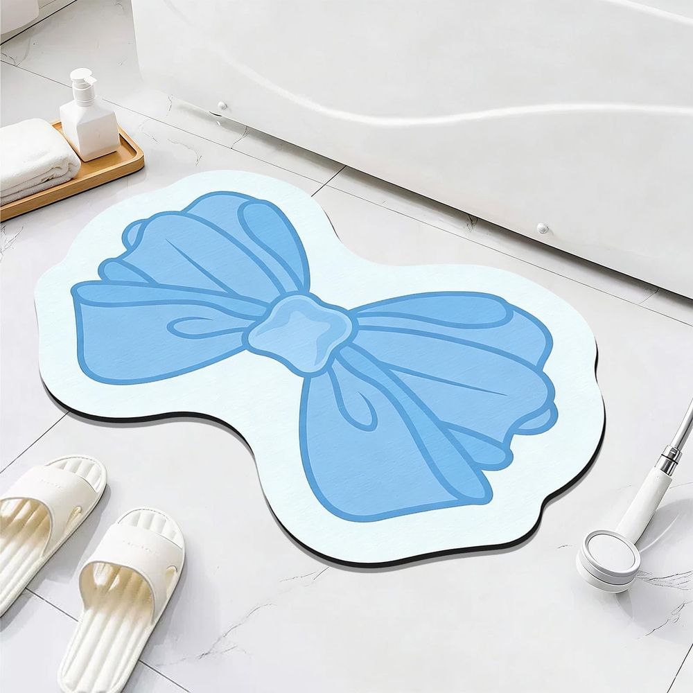 Bow Toilet Floor Mat Absorbent Soft Bath Rug Non Slip Drying Mat Plush Foot Mat Entryway Bathroom Bedroom Home Decor Cute Shaped Carpet for Shower Sink Toilet Hallway Bathroom Spa Shower Tub Stairs
