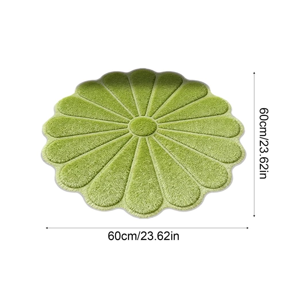 Flower Shaped Bathroom Floor Mat 23x23in Soft Absorbent Non Slip Anti Skid Bath Rug Decorative Waterproof for Home Entrance