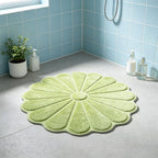 Flower Shaped Bathroom Floor Mat 23x23in Soft Absorbent Non Slip Anti Skid Bath Rug Decorative Waterproof for Home Entrance