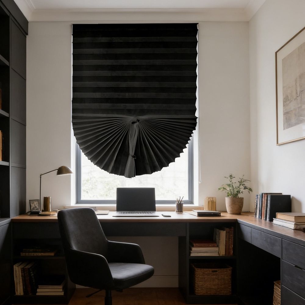 59.06×23.62in Blackout Curtains for Bedroom, No Drill Pleated Blinds, Self-Adhesive Tape No Wall Damage, Light Filtering & Privacy Protection, Black