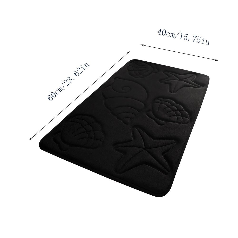 Embossed Seashell Bath Mat Soft Velvet Absorbent Bathroom Rug Non Slip Nautical Theme Water Absorbing Mat for Shower Sink