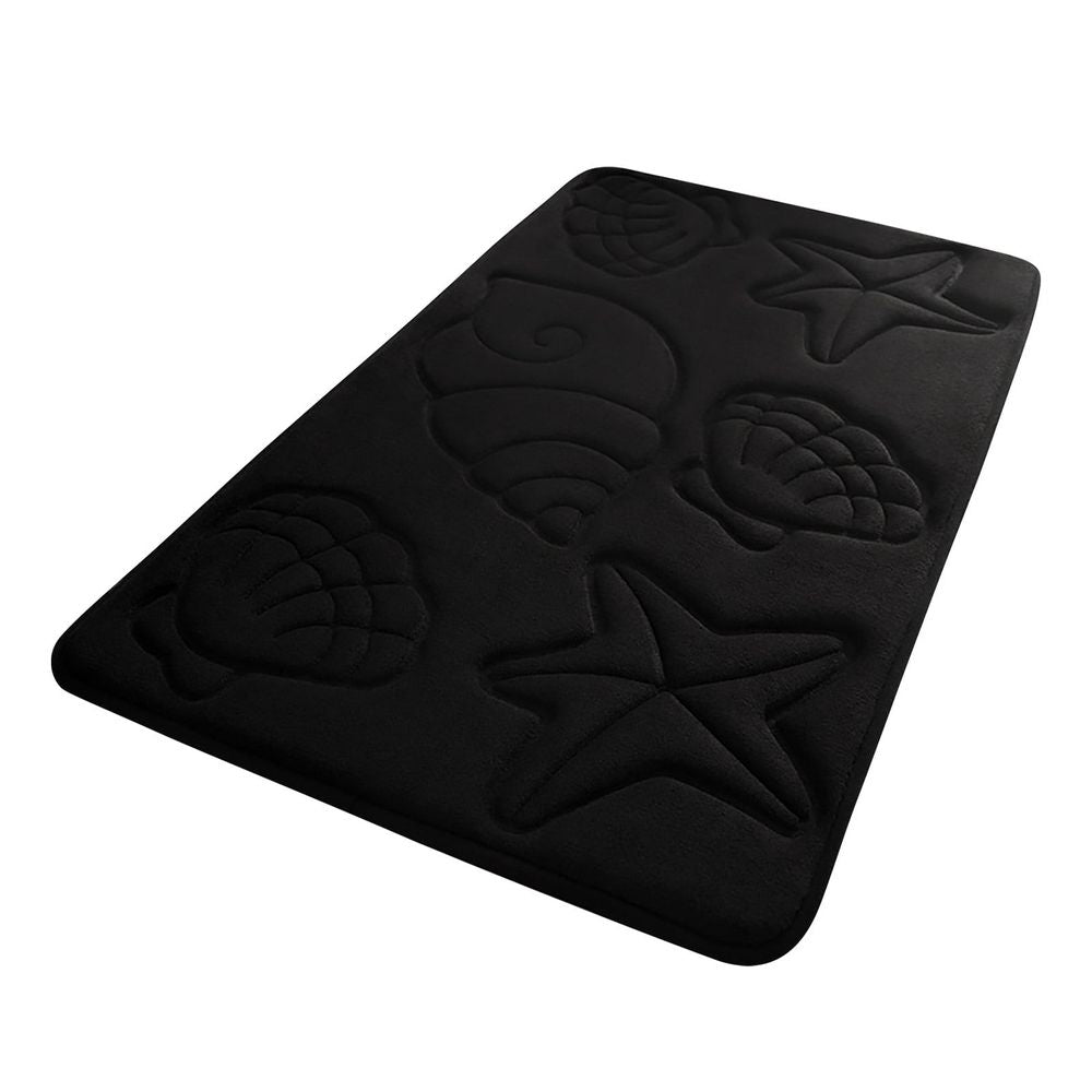 Embossed Seashell Bath Mat Soft Velvet Absorbent Bathroom Rug Non Slip Nautical Theme Water Absorbing Mat for Shower Sink