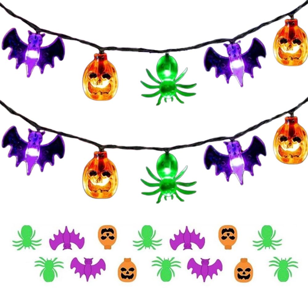 Halloween String Lights Pumpkin Ghost Bat LED Lights Battery Operated Decorative Lights For Indoor Outdoor Porch Yard Tree Party Home Decor 59 inch