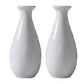 Set of 2 White Ceramic Flower Modern Decorative Vase for Home Countertop and Table Display