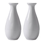 Set of 2 White Ceramic Flower Modern Decorative Vase for Home Countertop and Table Display