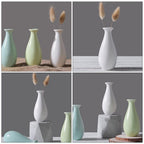 Set of 2 White Ceramic Flower Modern Decorative Vase for Home Countertop and Table Display