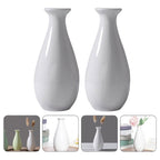 Set of 2 White Ceramic Flower Modern Decorative Vase for Home Countertop and Table Display