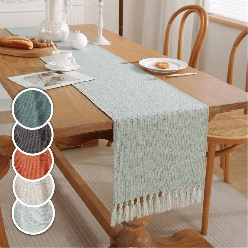 Natural Table Runners 72 Inches Long,  Linen Style Rustic Farmhouse Table Runner, Boho Woven Dining Table Runner, 13x72 Inches