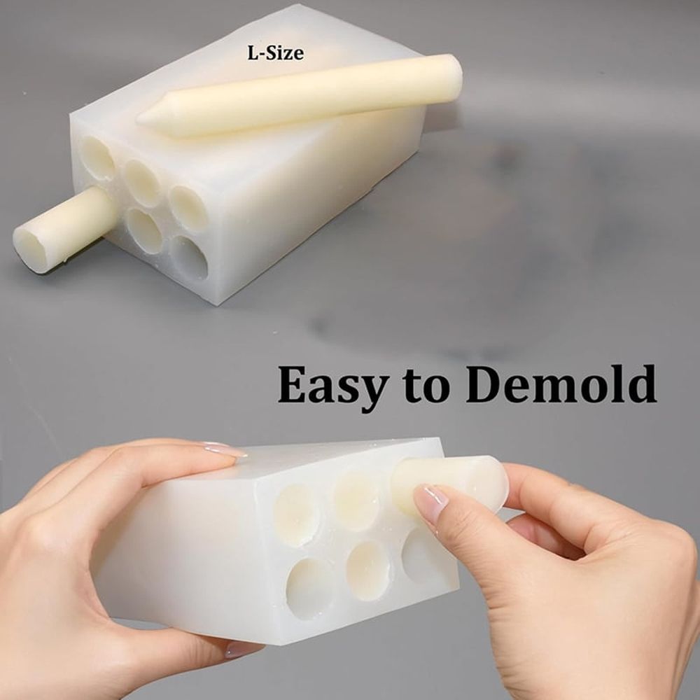 6-Hole Long Pillar Silicone Candle Mold for DIY Candle Making, Versatile Cylinder Design