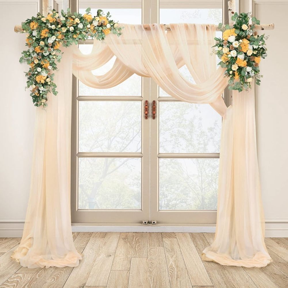Wedding Arch Draping Fabric 29.5 Inch X 26.25Ft Sheer Curtain Drapes for Wedding Ceremony Arch Drapes Champagne