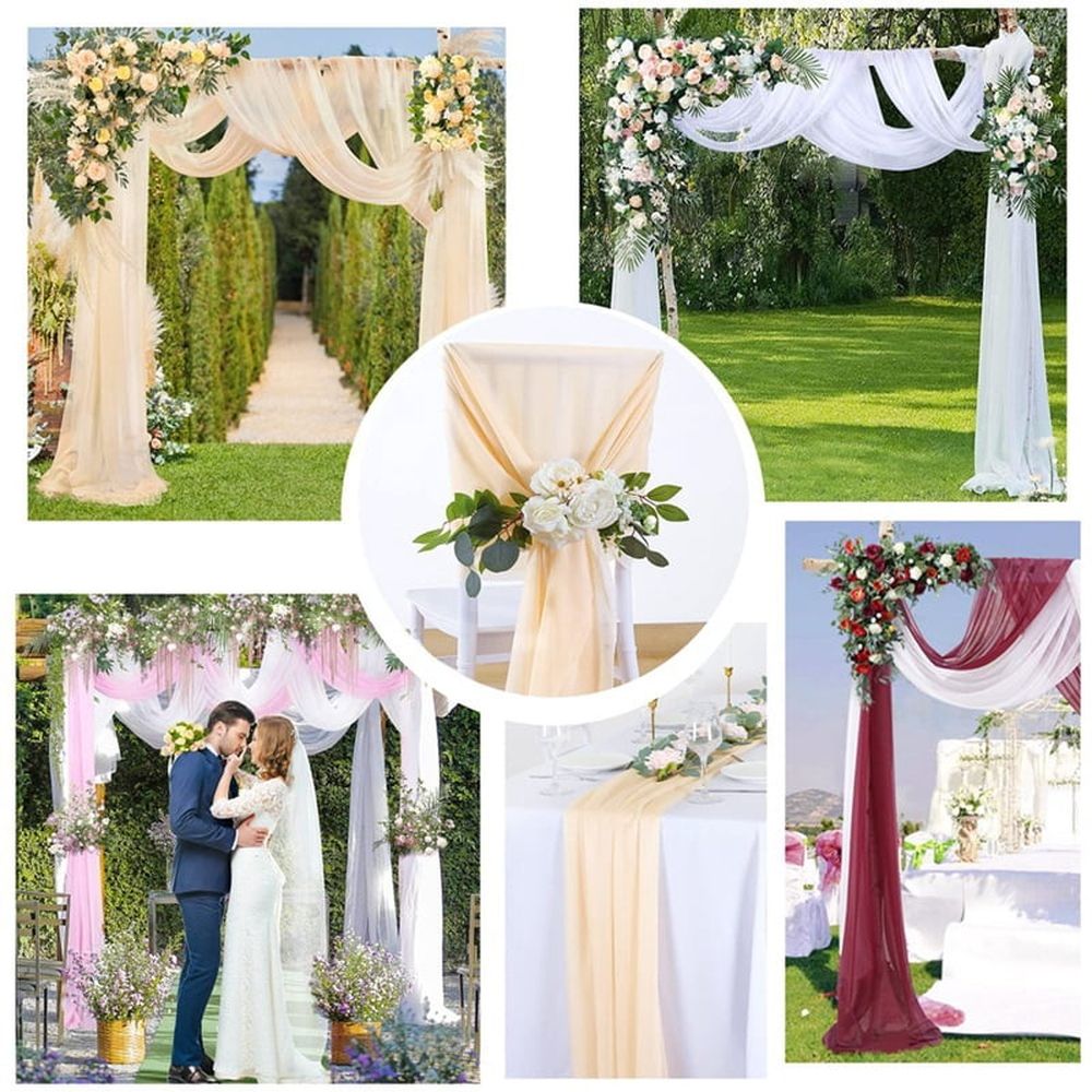Wedding Arch Draping Fabric 29.5 Inch X 26.25Ft Sheer Curtain Drapes for Wedding Ceremony Arch Drapes Champagne